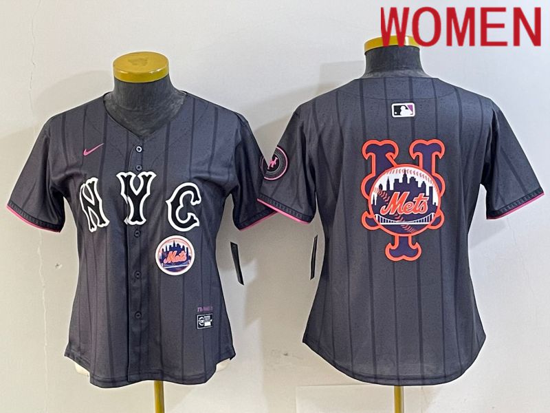 Women New York Mets Blank Black City Edition 2024 Nike MLB Jersey style 6->women mlb jersey->Women Jersey